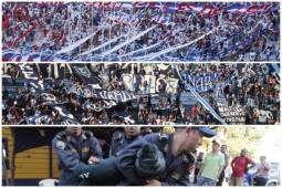 Barras de Olimpia y Motagua cuando se jugaba con público en la Liga Nacional de Honduras.