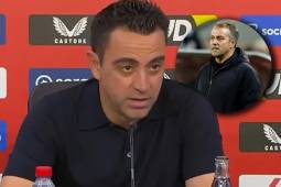 Xavi Hernández en su última conferencia como entrenador del Barcelona.