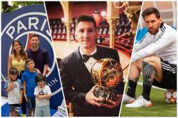 Lionel Messi junto a su familia y Balón de Oro conquistado. Ahora son siete. *