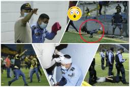 Repasamos las insólitas y desgarradoras imágenes que dejó el clásico en San Pedro Sula entre Real España y Marathón. Fotos: Neptalí Romero.