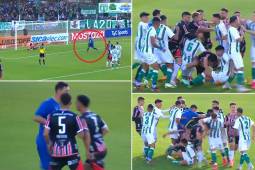 Joaquín Pucheta intentó lanzar el penal como lo hizo Messi, falló y luego se armó la pelea.