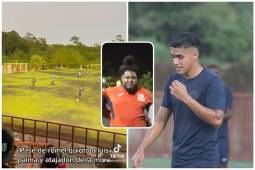 La More a lo ‘Buba’ López: atajadón a Luis Palma en el partido de los amigos de Wilson Palacios y Romell Quioto