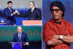 El brasileño Ronaldinho fue uno de las grandes figuras que estuvo presente en el sorteo de la Copa América.