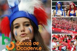 Las mejores imágenes del ambiente en los partidos del Grupo C. Bellas mujeres adornaron el partido Francia vs Dinamarca.