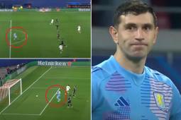 Dibu Martínez cometió un grosero error en el Leipzig-Aston Villa de la Champions League