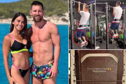 Messi estuvo entrenando en el gimnasio que frecuenta su pareja, Antonela Roccuzzo, en Miami.