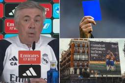 Ancelotti dio su opinión sobre la tarjeta azul que se implementará en el fútbol y la lona del Girona en Madrid.