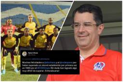 Tuit de Rafael Villeda con dedicatoria para el Real España tras su triunfo ante Victoria.