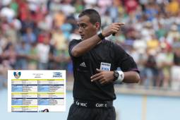 El árbitro Melvin Matamoros en uno de sus juegos de la Liga Nacional de Honduras.