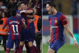 Roberto Lewandowski hizo un doblete para la remontada del Barcelona sobre el Alavés en la liga española.