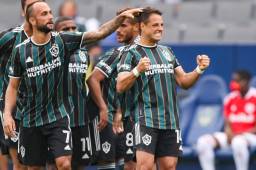 El mexicano arrancó la temporada 2021 de la MLS encendido y este domingo se despachó un hat-trick en el triunfo ante New York Red Bulls. Foto AFP