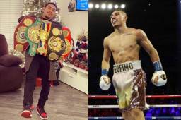 El boxeador de origen hondureño, Teófimo López, se colgó todos los cinturones que posee para recibir el 2021 desde Nueva York, Estados Unidos.