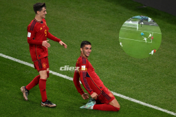 Ferran Torres celebró su gol junto a Gavi, con quien se juntó para el cuarto tanto de España ante Costa Rica.