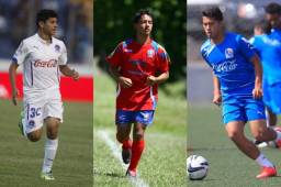 Jonathan Tejada, Ángel Castro y Brayan Velásquez con el Olimpia.