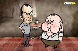 Osman Madrid le explica a Ferrari que un águilas les robó a Estupiñán.