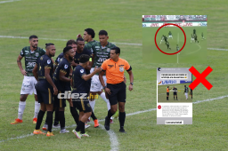 En la acción polémica estuvieron involucrados los futbolistas Ovidio Lanza (Olancho) y Allans Vargas (Marathón).