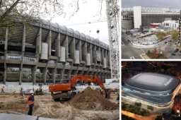 La actividad de los trabajadores en el nuevo Santiago Bernabéu aún se mantienen a pesar del COVID-19. Las obras de construcción están activas en España.