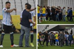 Argentina se retiró de la cancha en pleno clásico con Brasil en medio de polémica por protocolo anticovid. Autoridades sanitarias locales ingresaron para deportar a cuatro futbolistas de la albiceleste.