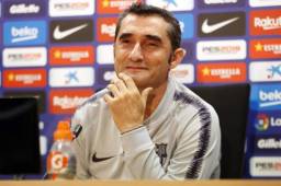 Valverde en la rueda de prensa anunciando que Wagué podrá jugar con el primer equipo.