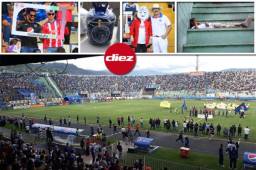 Afición del Motagua pintó de azul las afueras del Nacional, la del Olimpia puso colorido al interior. Esto más previo a la ida de la final del Clausura 2019 en Honduras.