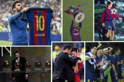 Lionel Messi ya no seguirá en el Barcelona tras dos décadas plagadas de éxitos. Así fue en imágenes la carrera del astro argentino en el club azulgrana desde su primer partido, gol, título hasta el último. Fotos cortesía de AS y Sport.
