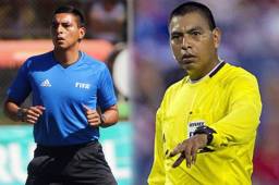 Los árbitros de Guatemala, Bryan López (azul) y Walter López (amarillo), estarán impartiendo justicia en el partido que Honduras jugará este miércoles ante Jamaica. Fotos cortesía