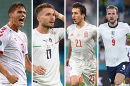 Dinamarca, Italia, España e Inglaterra, las mejores cuatro selecciones de la Eurocopa 2021.