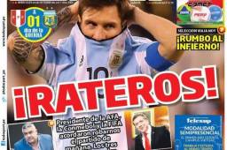 La portada del diario 'Todo Sport' acusa a Argentina de ladrones.