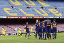 Barcelona decidió a último momento jugar el partido ante Las Palmas, pero a puerta cerrada. Los azulgranas se terminaron imponiendo 3-0. Fotos AFP y EFE