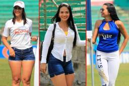 Las bellas chicas presentes en el estadio Yankel Rosenthal en la previa del partido entre Marathón y Motagua.