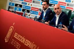 Luis Rubiales cuando oficializaba la salida de Julen Lopetegui de la selección de España.