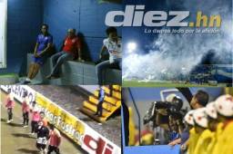 El Real España-Olimpia dejó imágenes muy curiosas, como las llamadas que recibió Dani Turcios y el cruce fuerte de palabras entre aficionado y el preparador físico de la Máquina. (Fotos: Neptalí Romero y José Valle)