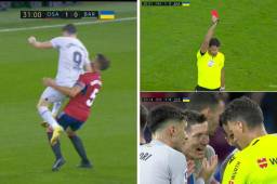 ¡Así no! El codazo de Lewandowski por el que se fue expulsado en el Osasuna vs Barcelona