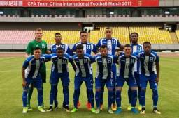 Este es el 11 inicial de Honduras ante China. El técnico hizo cambios en la segunda parte y terminó ganando en remontada 4-3. Foto Cortesía