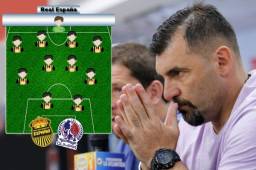 Real España enfrenta al Olimpia este sábado a las 7:00PM en el estadio Morazán. Martín 'Tato' García ya tiene su 11 y presentaría algunas modificaciones.