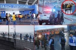 Mientras el Olimpia goleaba al Real España en la cancha del estadio Nacional, en las afueras las barras de ambos equipos se enonctraban, pero la policí llegó a tiempo.