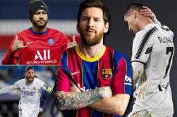 Messi, Cristiano Ronaldo y Neymar se encuentran entre los 10 mejores jugadores del 2020; Ramos se posiciones en el puesto 13.