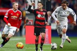 Wayne Rooney, Chicharito Hernández y Luka Modric.