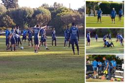 La Selección de Honduras se entrena en una cancha en Los Ángeles pensando en hacer la hombrada el miércoles y conseguir el boleto al Mundial. Fotos @FenafuthOrg