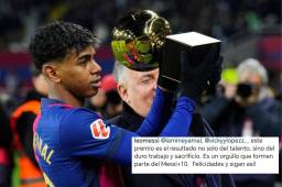 Messi sorprende con su mensaje a Lamine Yamal y Vicky López, las joyas de Barcelona ganadores del Golden Boy