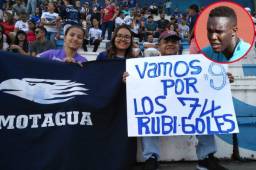 Los aficionados del Motagua asistiendo a los partidos pidiéndoles a Rubilo Castillo los goles para convertirlo en histórico del equipo capitalino. Foto cortesía