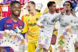 Conocé el salario de los futbolistas del Real Madrid y Barcelona que menos ganan dentro de la plantilla. Fuentes: ElEconomista.es, Manager Liga, DefensaCentral y Merca2.es.