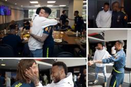 El astro del PSG, Neymar, visitó este viernes la concentración de la selección de Brasil en Sao Paulo un día antes del partido definitivo ante Perú por la Copa América.
