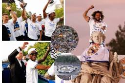¡Fiesta blanca en Cibeles! Los jugadores del Real Madrid celebraron con sus aficionados por el nuevo título en España. Miles de hinchas estuvieron presentes en la plaza.