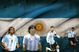 Messi, Riquelme, Batistuta y Maradona han utilizado camisas con las que han hecho historia en los Mundiales en los que ha participado Argentina.