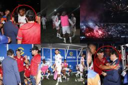 Olimpia, con enorme molestia tras dar por terminado el juego que perdieron ante Lobos tras fallón eléctrico. Aquí todo lo que pasó. FOTOS: Marvin Salgado