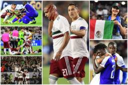 Los jugadores de Haití termiron desconsolados tras caer 1-0 con polémica ante México y quedar fuera de Copa Oro 2019. El Tri avanza a la final. Acá las imágenes del duelo. Fotos AFP