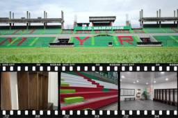 El estadio Yankel Rosenthal de San Pedro Sula, casa del Marathón, ha sido pintado y mejorado el camerino del equipo local. Fotos cortesía GAMA.