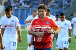 El entrenador del Olimpia, Héctor Vargas, arremetió contra el árbitro Geovanny Mendoza porque se sintió perjudicado. Foto Juan Salgado