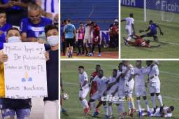 Estas son las otras imágenes que dejó la debacle de Honduras ante Panamá en el estadio Olímpico, estas fueron las caras de Omar Elvir y Carlos Meléndez tras la derrota, la reacción de Buba López tras el error de Maynor Figueroa que costó el partido y el abrazo que se dio Denil Maldonado con un panameño ¿Quién es? FOTOS: DIEZ.